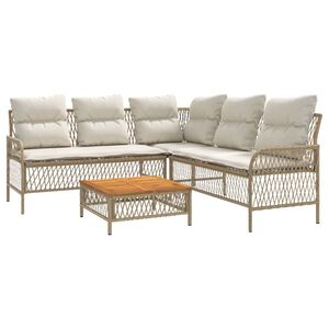 vidaXL Salon de jardin avec coussins 2 pcs beige r&eacute;sine tress&eacute;e