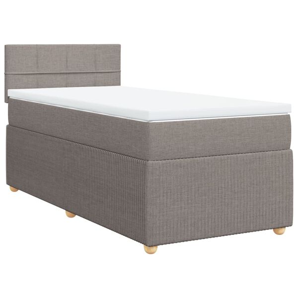 vidaXL Sommier &agrave; lattes de lit avec matelas Taupe 90x190 cm Tissu
