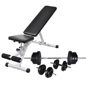 vidaXL Banc d'entra&icirc;nement avec jeu d'halt&egrave;res 60,5 kg