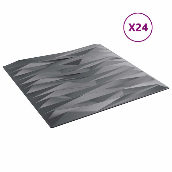 vidaXL Panneaux muraux 24 pcs Gris pierre 50 x 50 cm Mousse XPS