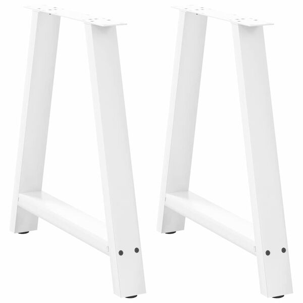 vidaXL Pieds de table &agrave; manger en forme de A 2 pi&egrave;ces Blanc 80 x (72-73) cm Acier