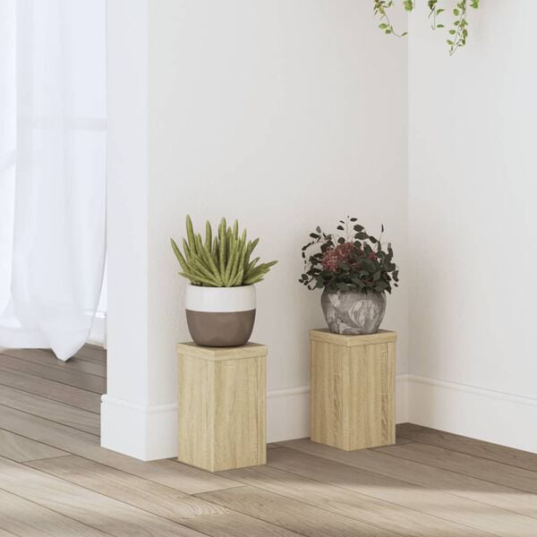 vidaXL Supports pour plantes 2 pcs ch&ecirc;ne sonoma bois d'ing&eacute;nierie