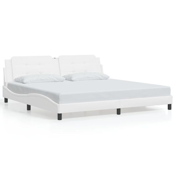 vidaXL Cadre de lit sans matelas Zadar blanc 200x200 cm similicuir