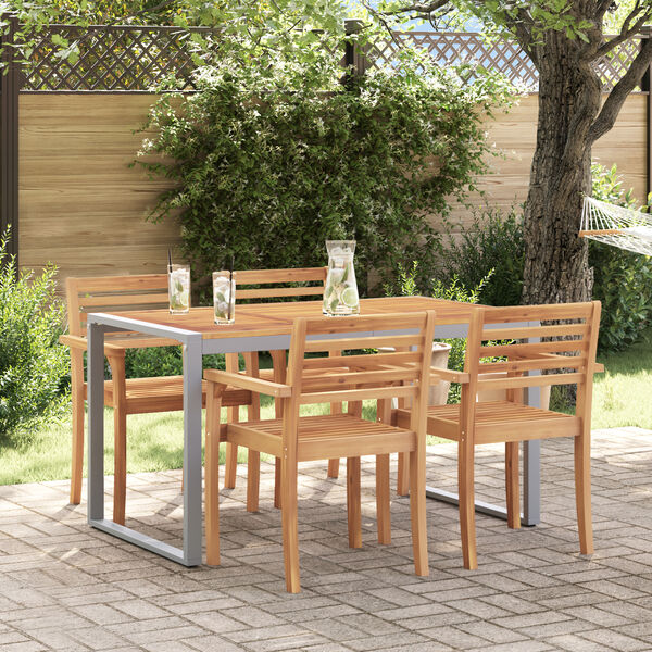 vidaXL Table de jardin et pieds en forme de U 140x80x75 cm bois acacia