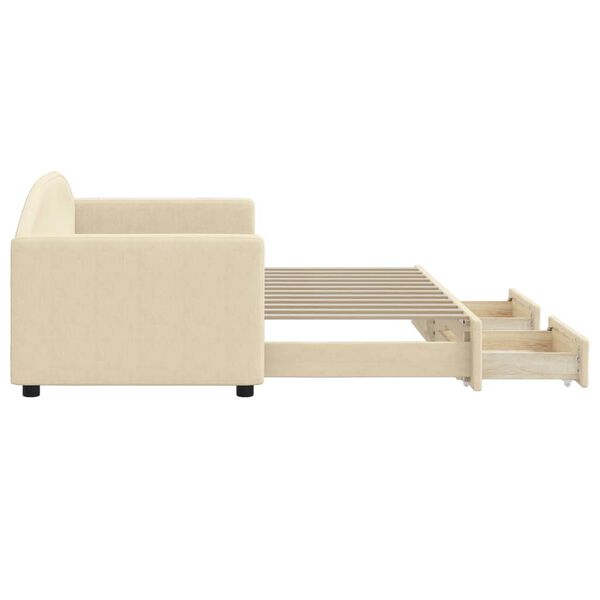 vidaXL Lit de jour avec gigogne et tiroirs sans matelas crème 80x200cm