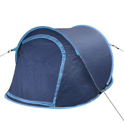 vidaXL Tente de camping escamotable 2 personnes bleu marine/bleu clair