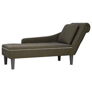 vidaXL Fauteuil long et coussin/accoudoir droit vert arm&eacute;e similicuir