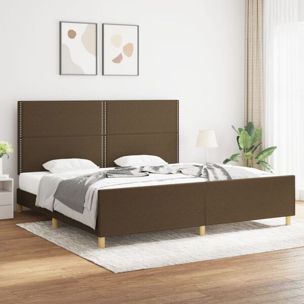 vidaXL Cadre de lit sans matelas marron fonc&eacute; 200x200 cm tissu