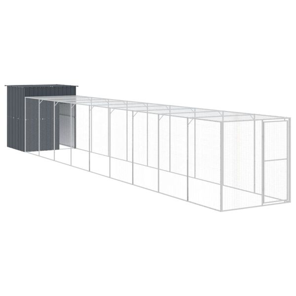 vidaXL Poulailler avec cour anthracite 165x1067x181 cm acier galvanis&eacute;