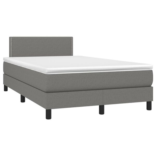 vidaXL Sommier &agrave; lattes de lit avec matelas gris fonc&eacute; 120x190cm tissu