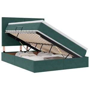 vidaXL Lit avec rangement et matelas Vert fonc&eacute; 140 x 200 cm Velours