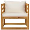 vidaXL Salon de jardin 7 pcs avec coussin Crème Bois d'acacia solide