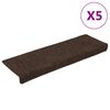 vidaXL Tapis d'escalier autocollants 15 pi&egrave;ces 65 x 21 x 4 cm Marron Bord rectangulaire