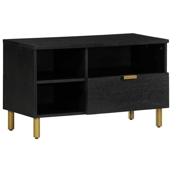 vidaXL Meuble TV noir 80x33x46 cm bois d'ing&eacute;nierie