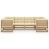 vidaXL Salon de jardin 6 pcs avec coussins Marron miel Bois de pin