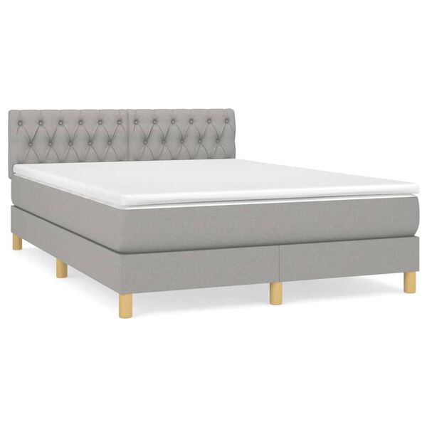 vidaXL Sommier &agrave; lattes de lit avec matelas Gris clair 140x200cm Tissu