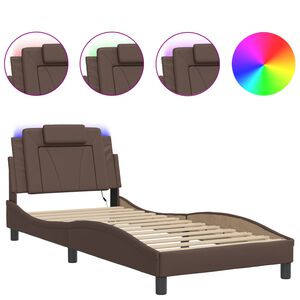 vidaXL Cadre de lit Viana avec LED sans matelas marron 80x200 cm