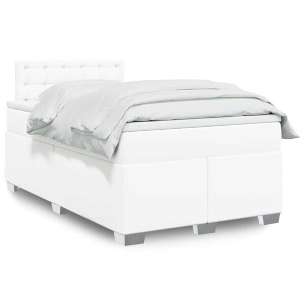 vidaXL Sommier &agrave; lattes de lit avec matelas blanc 120x190cm similicuir
