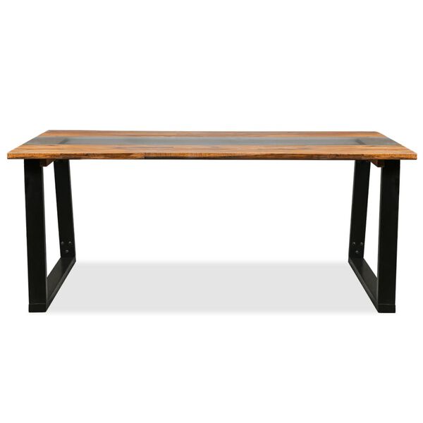 vidaXL Table de salle &agrave; manger Bois d'acacia et verre 180 x 90 x 75 cm
