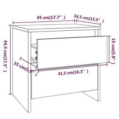 vidaXL Tables de chevet 2 pcs Chêne marron 45x34,5x44,5 cm Aggloméré