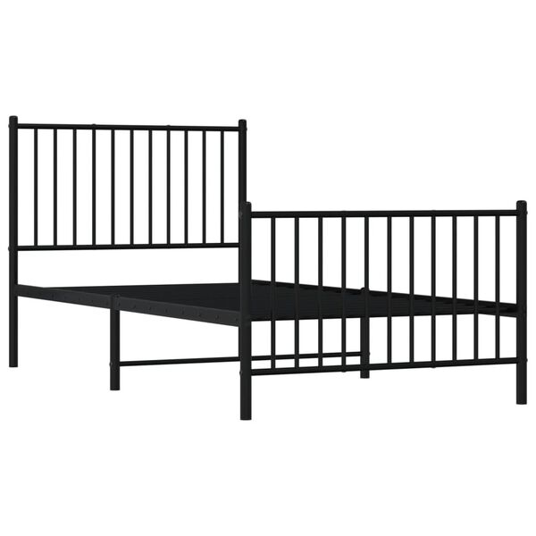 vidaXL Cadre de lit métal sans matelas avec pied de lit noir 90x190 cm