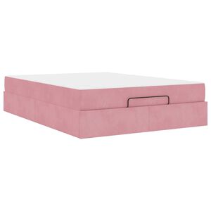 vidaXL Cadre de lit avec matelas avec matelas 2 pcs Rose Velours
