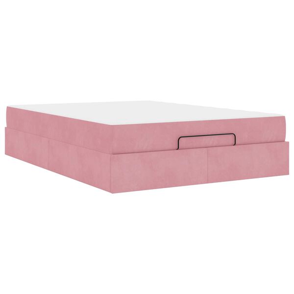 vidaXL Cadre de lit avec matelas avec matelas 2 pcs Rose Velours