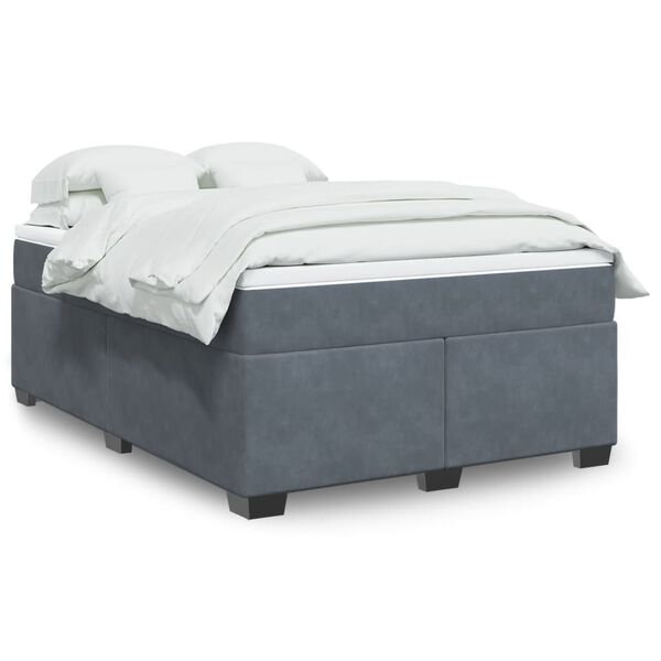 vidaXL Sommier &agrave; lattes de lit et matelas Gris fonc&eacute; 140x190cm Velours