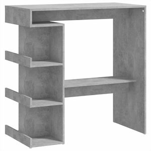 vidaXL Table de bar &eacute;tag&egrave;re de rangement Gris b&eacute;ton Bois d'ing&eacute;nierie