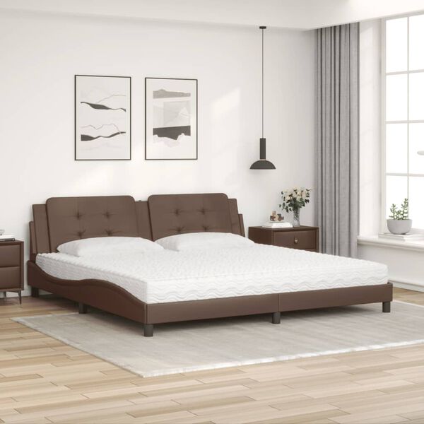 vidaXL Lit avec matelas Zadar marron 200x200 cm similicuir