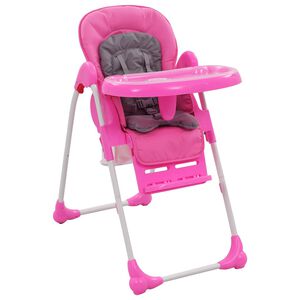 vidaXL Chaise haute pour b&eacute;b&eacute; Rose et gris