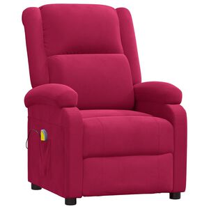 vidaXL Fauteuil de massage Rouge bordeaux Velours