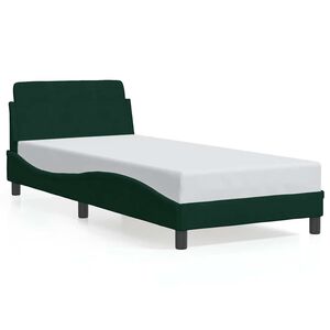 vidaXL Cadre de lit Dover vert fonc&eacute; 90x200 cm velours