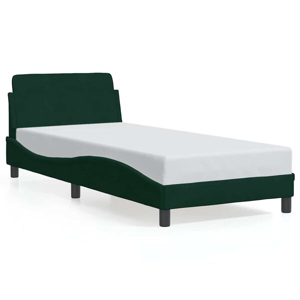 vidaXL Cadre de lit Dover vert fonc&eacute; 90x200 cm velours