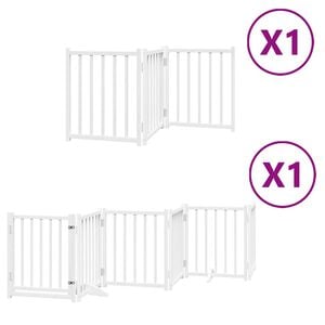 vidaXL Barri&egrave;re pour chien porte pliable 9panneaux blanc bois peuplier