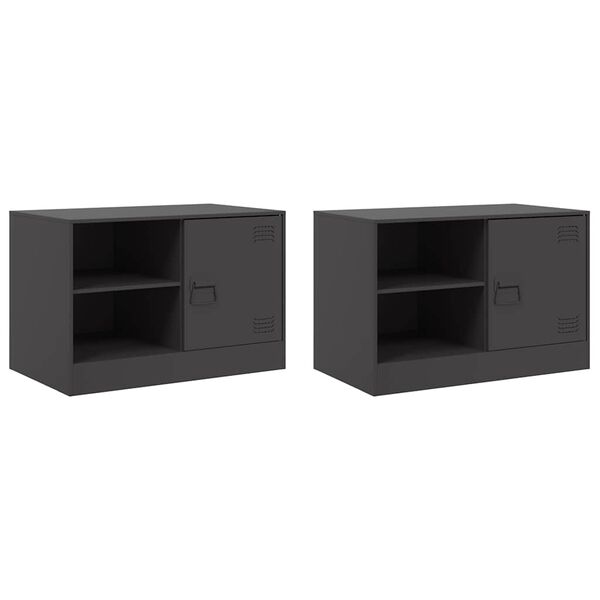 vidaXL Meubles TV 2 pcs noir 67x39x44 cm acier