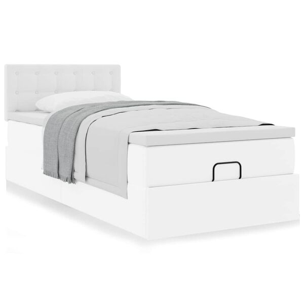 VidaXL Lit ottoman avec matelas blanc 90x200 cm similicuir