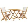 vidaXL Ensemble de bistro 3 pcs blanc cr&egrave;me tissu et bois massif