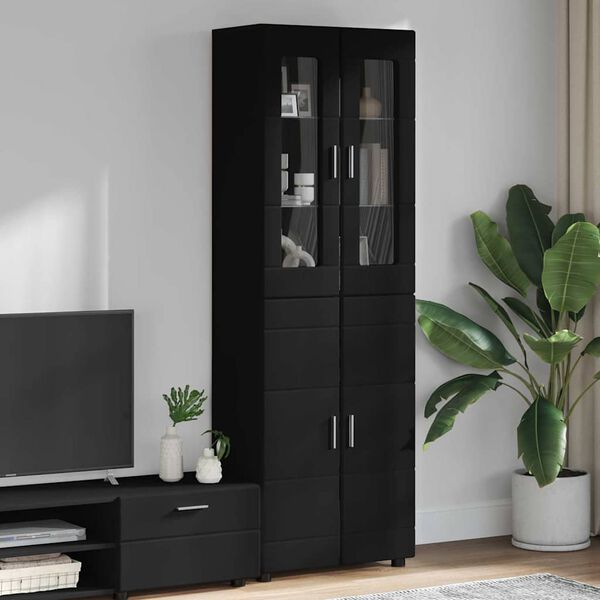 vidaXL Haut Armoire FLORIN Noir 60 x 35 x 182 cm Bois d'ing&eacute;nierie
