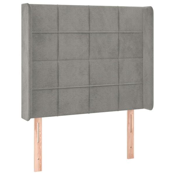 vidaXL Tête de lit à LED Gris clair 93x16x118/128 cm Velours