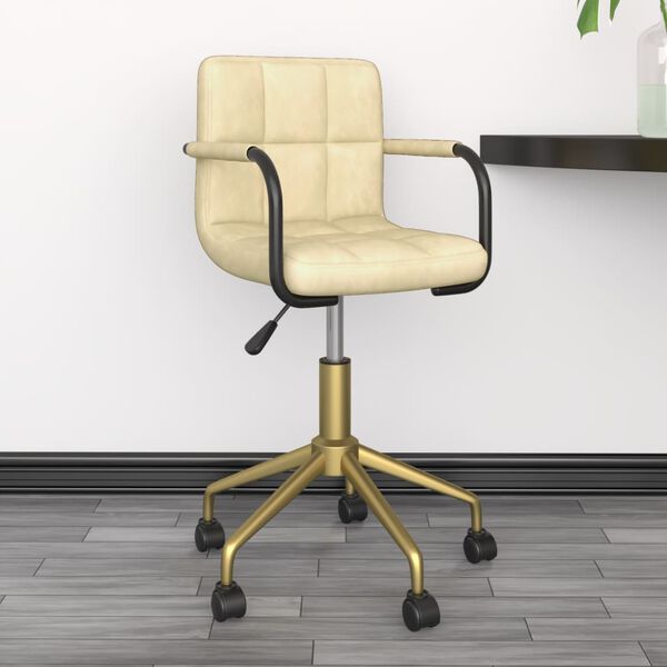 vidaXL Chaise pivotante de salle &agrave; manger Cr&egrave;me Velours