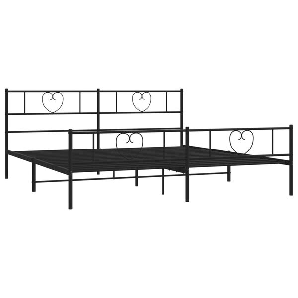 vidaXL Cadre de lit m&eacute;tal sans matelas avec pied de lit noir 180x200cm