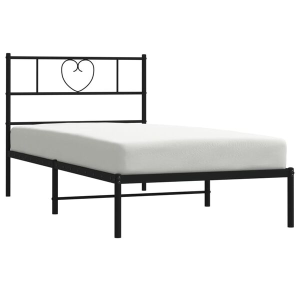 vidaXL Cadre de lit m&eacute;tal sans matelas avec t&ecirc;te de lit noir 107x203cm