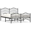 vidaXL Cadre de lit m&eacute;tal sans matelas avec pied de lit noir 135x190cm