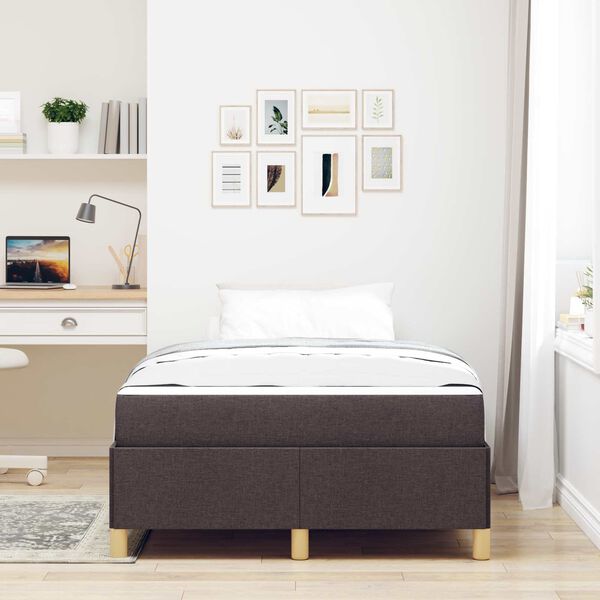 vidaXL Cadre de lit avec matelas Marron fonc&eacute; 120 x 200 cm tissu