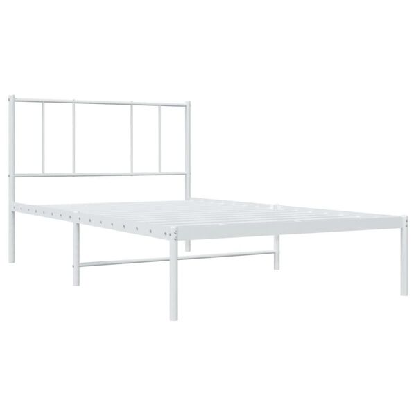 vidaXL Cadre de lit m&eacute;tal sans matelas et t&ecirc;te de lit blanc 100x190 cm