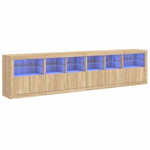 vidaXL Buffet avec lumi&egrave;res LED ch&ecirc;ne sonoma 283x37x67 cm