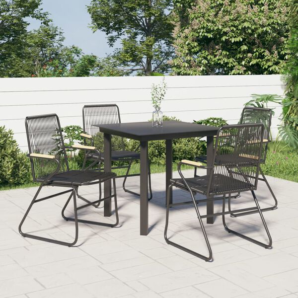 vidaXL Ensemble &agrave; manger de jardin 5 pcs Noir Rotin PVC