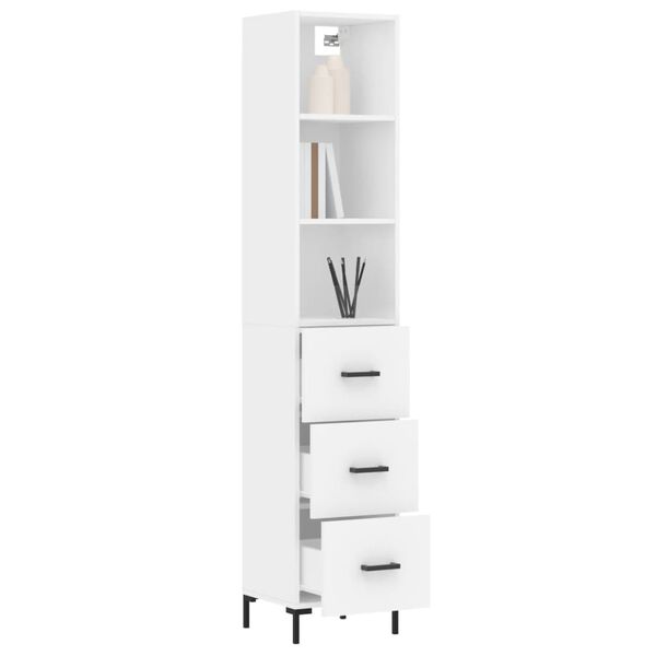 vidaXL Buffet haut Blanc 34,5x34x180 cm Bois d'ing&eacute;nierie