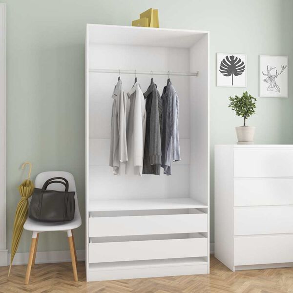 vidaXL Garde-robe Blanc 100x50x200 cm Bois d'ing&eacute;nierie